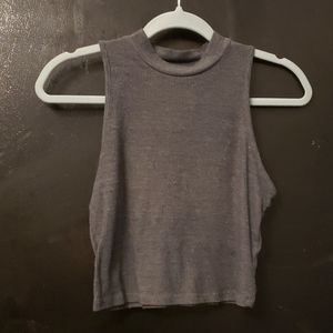 Grey Ribbed Crop Top